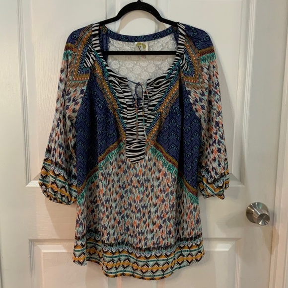 Anthropologie Fig & Flower Boho Peasant Top Plus Size 2X - Picture 1 of 11